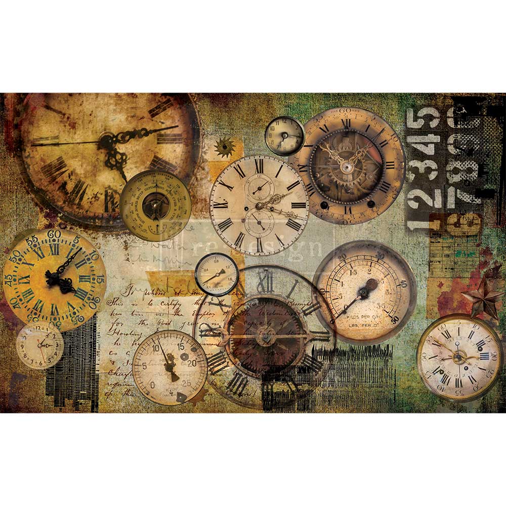 Decoupage Decor Tissue Paper - LOST IN TIME - 19″ X 30″ Re-Design with Prima