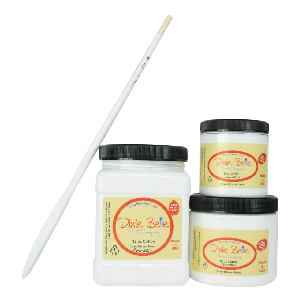 COTTON - Dixie Belle - Pure White Chalk Mineral Paint - 236ml/8oz - 473ml/16oz