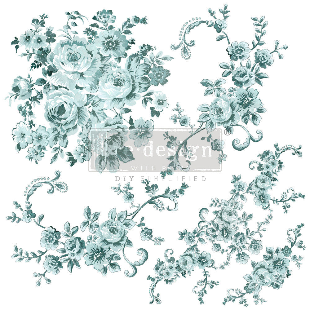 MINTY ROSES (Pre-Order) - 30cm x 30cm - Redesign Decor Transfer Decal