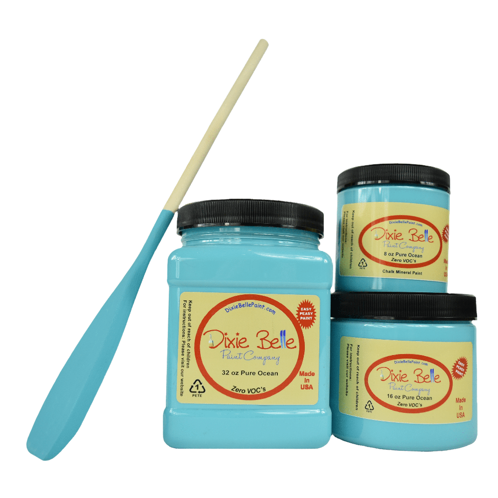 PURE OCEAN - Dixie Belle - Bright Vibrant Teal Mineral Chalk Paint - 236ml/8oz - 473ml/16oz
