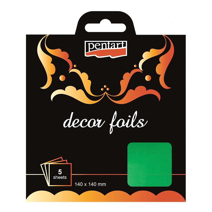 METALLIC GREEN- DECOR FOILS METALLIC GOLD 14 X 14 CM 5 SHEETS/PACK