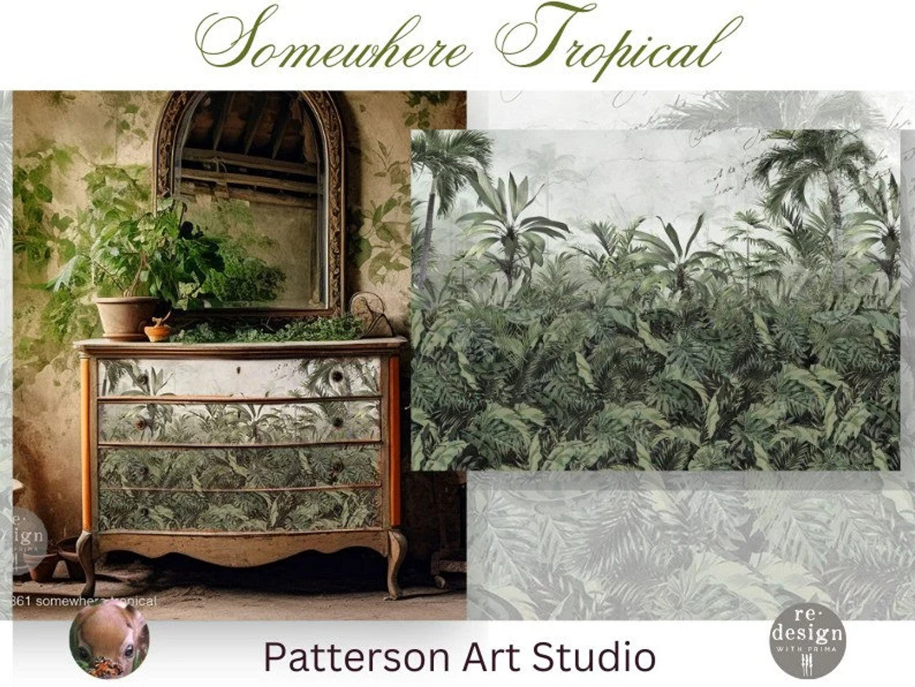 Somewhere Tropical - A1 Rice Paper for Decoupage - LARGE - 59.4cm x 84.1cm - Re-Design with Prima