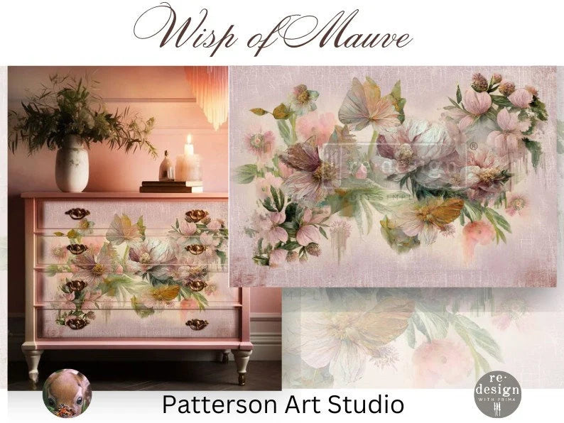 Wisp of Mauve - A1 Rice Paper for Decoupage - LARGE - 59.4cm x 84.1cm - Re-Design with Prima