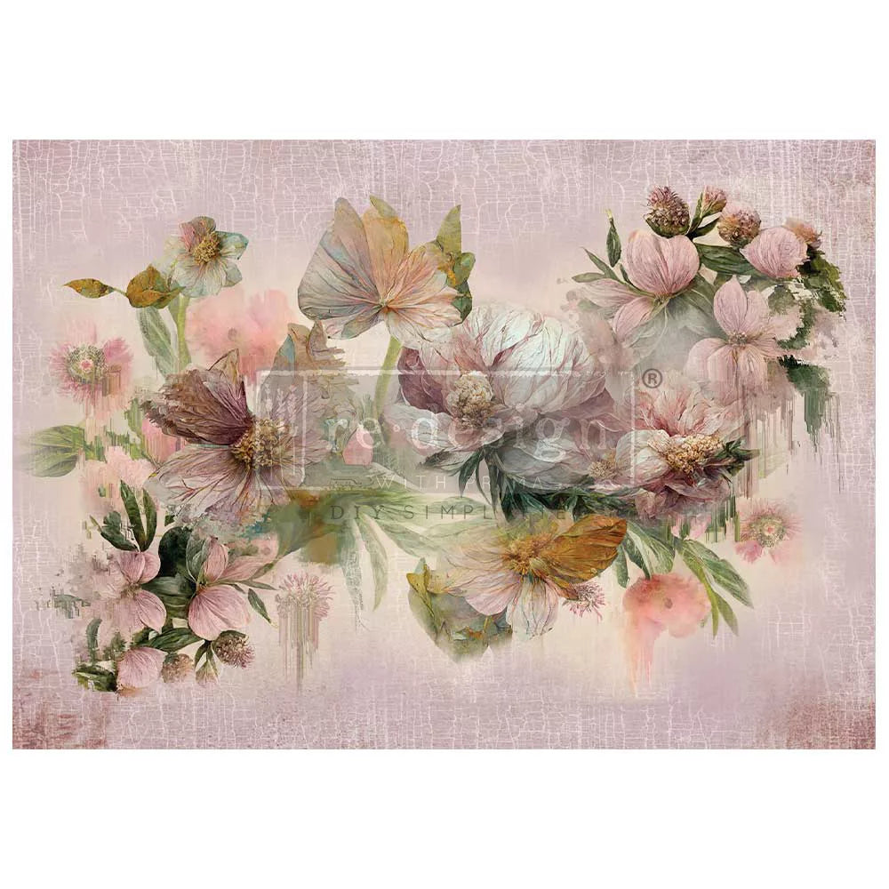 Wisp of Mauve - A1 Rice Paper for Decoupage - LARGE - 59.4cm x 84.1cm - Re-Design with Prima