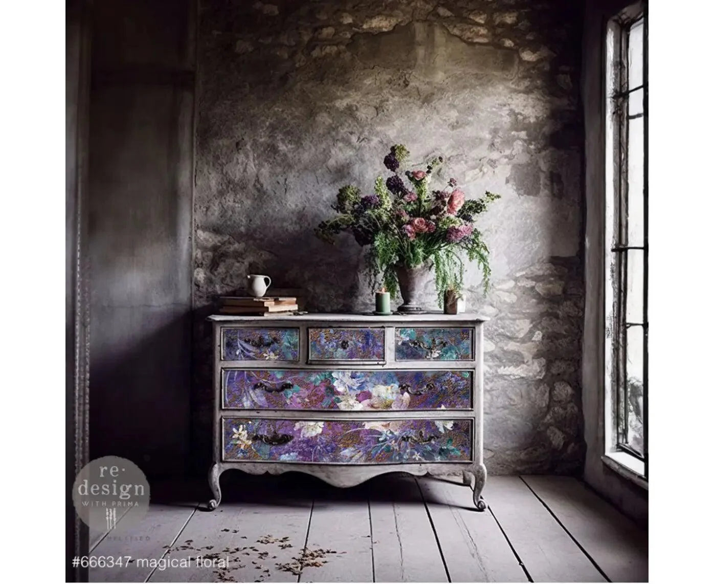 Magical Floral - A1 Rice Paper for Decoupage - LARGE - 59.4cm x 84.1cm - Re-Design with Prima