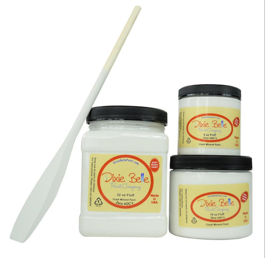 FLUFF - Dixie Belle - Soft White Slight Grey Undertones Chalk Mineral Paint - 236ml/8oz - 473ml/16oz - 946ml/32oz