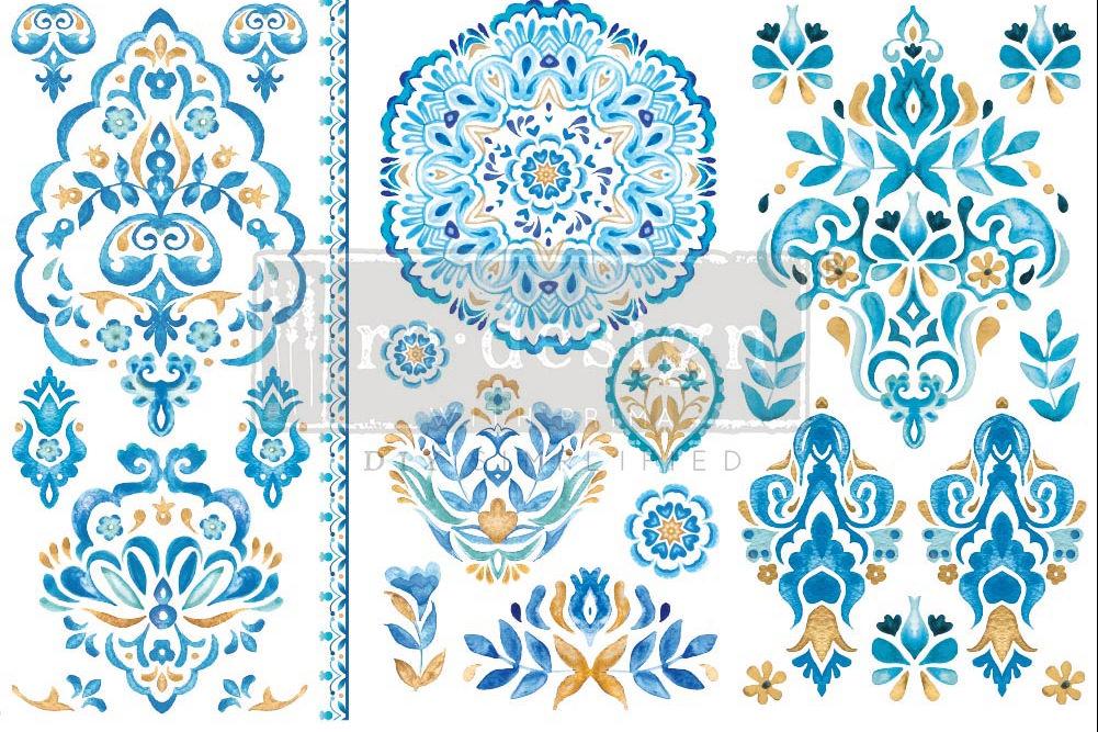 ARTISINAL TILE - 3 sheets - 15cm x 30cm each - Redesign Decor Transfer Decal