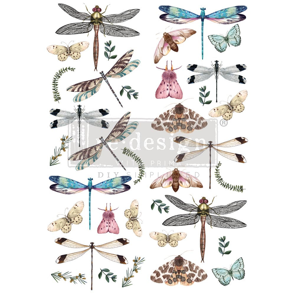 Riverbed Dragonflies Large Transfer
