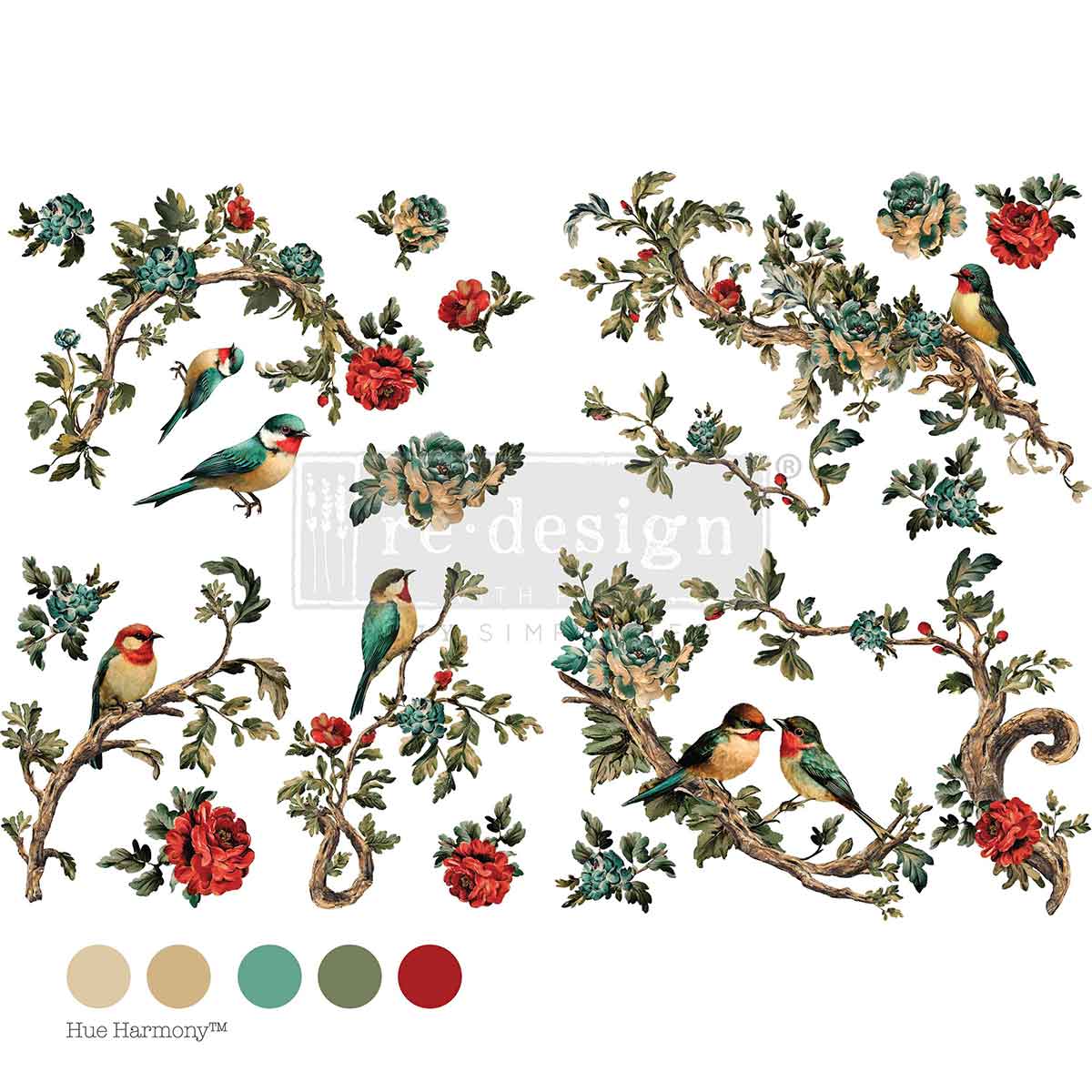 Rosette Aviary 24" x 25" Transfer