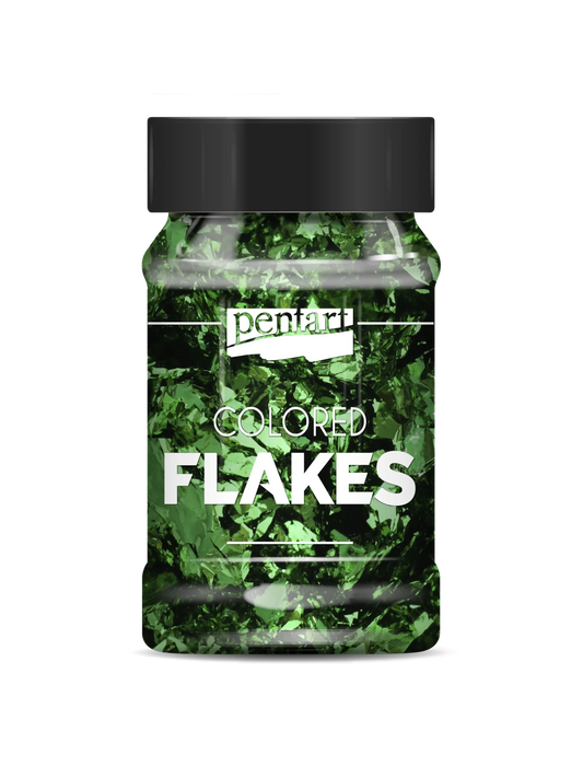 GREEN- COLOURED FOIL FLAKES MIN. 1 G