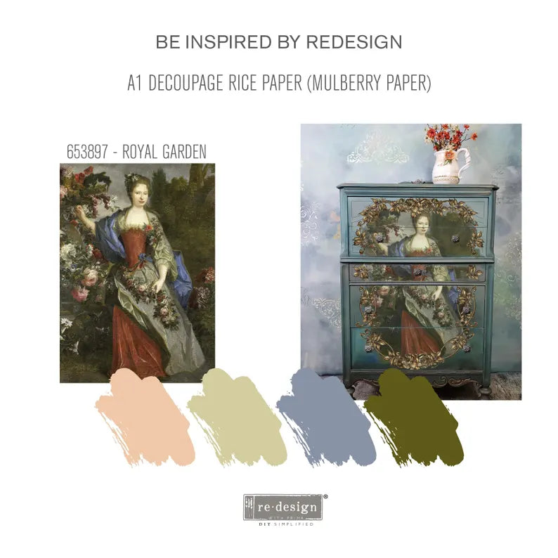 Royal Garden - A1 Rice Paper for Decoupage - LARGE - 59.4cm x 84.1cm - Re-Design with Prima