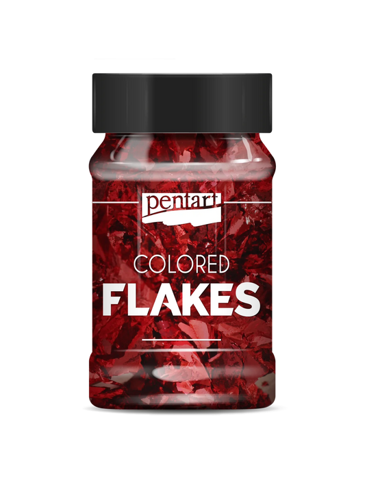 RED- COLOURED FOIL FLAKES MIN. 1 G